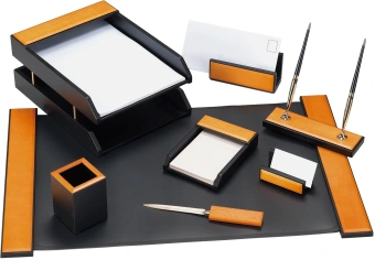 Настольный набор Good Sunrise H8G-1A (8 предметов) дерево/МДФ черный/оранжевый - купить недорого с доставкой в интернет-магазине