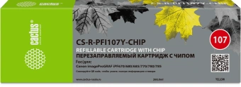 Картридж перезаправляемый струйный Cactus CS-R-PFI107Y-CHIP желтый (260мл) для Canon imageProGRAF iPF670/680/685/770/780/785 с чипом - купить недорого с доставкой в интернет-магазине