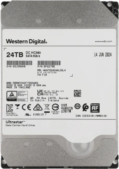 Жесткий диск WD SATA-III 24TB WUH722424ALE6L4 Server Ultrastar DC HC580 4KN (7200rpm) 512Mb 3.5" - купить недорого с доставкой в интернет-магазине