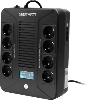 Источник бесперебойного питания Smartwatt Safe Pro LCD 600Вт 1000ВА черный - купить недорого с доставкой в интернет-магазине