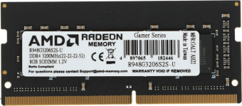 Память DDR4 8GB 3200MHz AMD R948G3206S2S-U Radeon R9 Gamer Series RTL PC4-25600 CL22 SO-DIMM 260-pin 1.2В Ret - купить недорого с доставкой в интернет-магазине