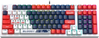 Клавиатура A4Tech S98 Sports механическая синий/белый USB for gamer LED (S98 SPORTS NAVY BLMS RED PLUS) кабель 1.8м - купить недорого с доставкой в интернет-магазине