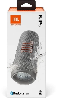 Колонка порт. JBL Flip 6 серый 30W 1.0 BT 10м 4800mAh (JBLFLIP6GREY) - купить недорого с доставкой в интернет-магазине