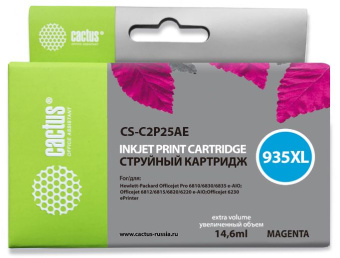 Картридж струйный Cactus CS-C2P25AE №935XL пурпурный (14.6мл) для HP DJ Pro 6230/6830 - купить недорого с доставкой в интернет-магазине