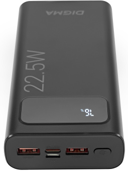 Мобильный аккумулятор Digma DGPF20A 20000mAh QC3.0/PD3.0 22.5W 3A 2xUSB-A/USB-C черный (DGPF20A22PBK) - купить недорого с доставкой в интернет-магазине