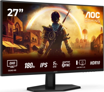 Монитор AOC 27" Q27G42XE черный IPS LED 1ms 16:9 HDMI M/M матовая 300cd 178гр/178гр 2560x1440 180Hz FreeSync DP 2K 3.88кг - купить недорого с доставкой в интернет-магазине