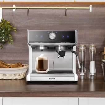 Кофеварка рожковая Kitfort КТ-7170 2900Вт серебристый/черный - купить недорого с доставкой в интернет-магазине