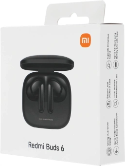 Гарнитура внутриканальные Xiaomi Redmi Buds 6 черный беспроводные bluetooth в ушной раковине (BHR9251GL) - купить недорого с доставкой в интернет-магазине