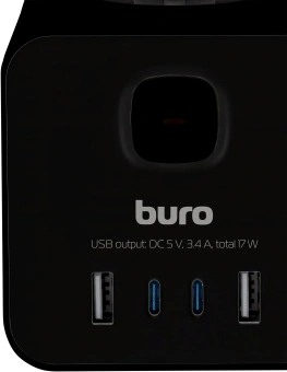 Сетевой удлинитель Buro BU-PTE4.1UC-B 1.5м (4 розетки) черный (пакет ПЭ) - купить недорого с доставкой в интернет-магазине