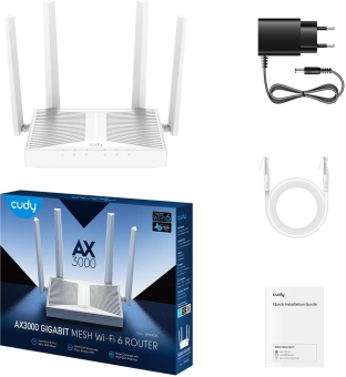 Роутер беспроводной Cudy WR3000E AX3000 10/100/1000BASE-TX белый - купить недорого с доставкой в интернет-магазине