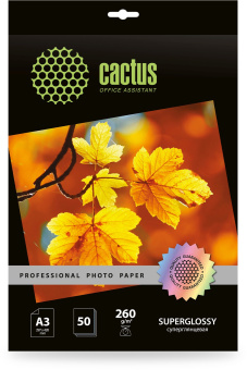 Фотобумага Cactus Prof CS-HGA326050 A3/260г/м2/50л./белый глянцевое для струйной печати - купить недорого с доставкой в интернет-магазине