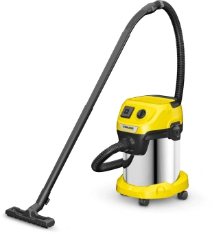 Строительный пылесос Karcher WD 3 P S V-17/4/20 1000Вт (уборка: сухая/влажная/выдув/сбор воды) желтый - купить недорого с доставкой в интернет-магазине