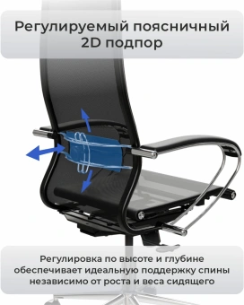 Кресло Метта ErgoLife Set 27 черный ткань/эко.кожа с подголов. крестов. пластик пластик черный - купить недорого с доставкой в интернет-магазине