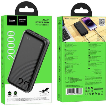 Мобильный аккумулятор Hoco J123A Element 20000mAh 2A 2xUSB-A черный - купить недорого с доставкой в интернет-магазине
