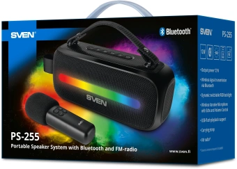 Колонка порт. Sven PS-255 черный 12W 2.0 BT 3600mAh (SV-022563) - купить недорого с доставкой в интернет-магазине
