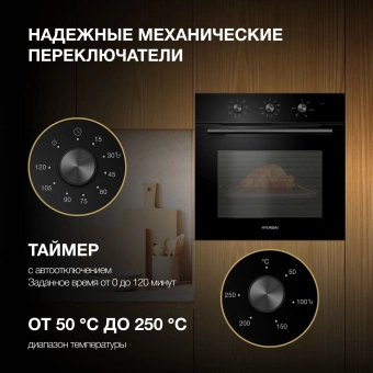 Духовой шкаф Электрический Hyundai HEO 66412 BG черный - купить недорого с доставкой в интернет-магазине