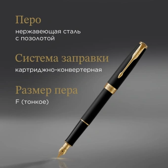 Ручка перьев. Parker Sonnet Core F528 (1931516) Matte Black GT F сталь нержавеющая подар.кор. - купить недорого с доставкой в интернет-магазине