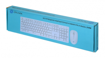 Клавиатура + мышь Оклик 240M клав:белый мышь:белый USB беспроводная slim Multimedia - купить недорого с доставкой в интернет-магазине