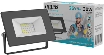 Прожектор уличный Gauss Elementary 613100230 светодиодный 30Втчерный - купить недорого с доставкой в интернет-магазине