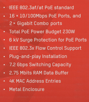 Коммутатор Hikvision DS-3E0318P-E(C) - купить недорого с доставкой в интернет-магазине