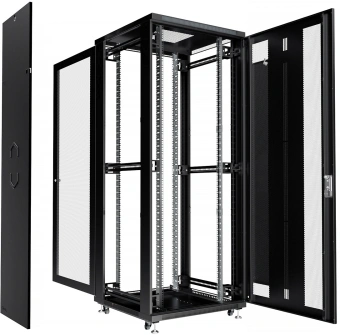 Шкаф серверный Cabeus (ND-05C-42U80/100-BK) напольный 42U 800x1000мм пер.дв.перфор. задн.дв.перфор. 800кг RAL 7035 900мм IP20 сталь - купить недорого с доставкой в интернет-магазине