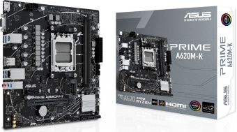 Материнская плата Asus PRIME A620M-K SocketAM5 AMD A620 2xDDR5 mATX AC`97 8ch(7.1) GbLAN RAID+VGA+HDMI - купить недорого с доставкой в интернет-магазине