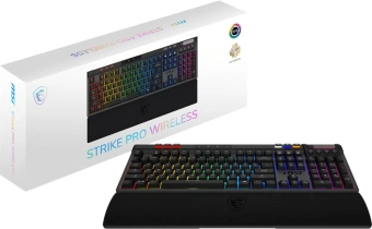 Клавиатура MSI STRIKE Pro W Silent механическая серый/черный USB Multimedia for gamer LED (подставка для запястий) (S11-43RU210-CLA) - купить недорого с доставкой в интернет-магазине