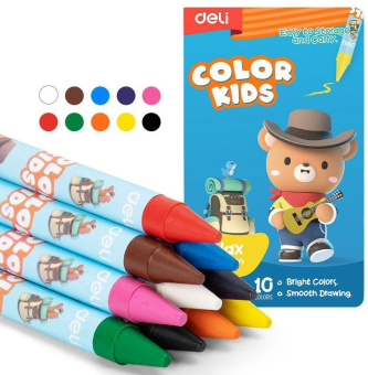 Восковые мелки Deli EC225-10 Color Kids кругл. 10цв. дл.90мм д.8мм - купить недорого с доставкой в интернет-магазине