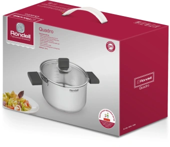 Кастрюля Rondell Quadro RDS-1596 3.1л. d=20см (с крышкой) стальной - купить недорого с доставкой в интернет-магазине