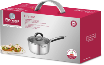 Ковш Rondell Brando RDS-1803 1.3л. d=16см (с крышкой) стальной - цена, купить или заказать с доставкой в интернет-магазине Ковш Rondell Brando RDS-1803 1.3л. d=16см (с крышкой) стальной - купить недорого с доставкой в интернет-магазине