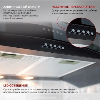 Вытяжка каминная MBS Ruta 190 Glass Black черный стекло управление: кнопочное (1 мотор) - купить недорого с доставкой в интернет-магазине