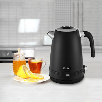 Чайник электрический Kitfort КТ-6121-1 1.7л. 2200Вт черный корпус: металл/пластик - купить недорого с доставкой в интернет-магазине