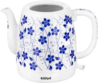 Чайник электрический Kitfort КТ-6788 1л. 1630Вт белый/синий корпус: керамика - купить недорого с доставкой в интернет-магазине