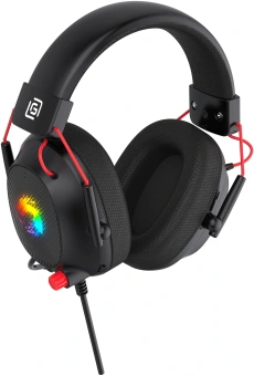 Наушники с микрофоном Оклик HS-L305G черный/красный 2м мониторные оголовье (2060511) - купить недорого с доставкой в интернет-магазине