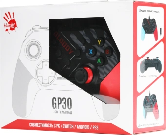 Геймпад A4Tech Bloody GP30 Sports черный/синий USB виброотдача обратная связь (GP30 SPORTS BLUE) - купить недорого с доставкой в интернет-магазине