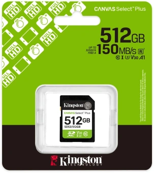 Флеш карта SDXC 512GB Kingston SDS3/512GB Canvas Select Plus V10 w/o adapter - купить недорого с доставкой в интернет-магазине