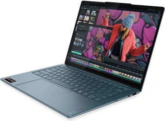 Ноутбук Lenovo Yoga Slim7 14AKP10 Ryzen AI 5 340 16Gb SSD1Tb AMD Radeon 840M 14" OLED 2.8K (2880x1800) Windows 11 Home turquoise WiFi BT Cam (83JY0009RK) - купить недорого с доставкой в интернет-магазине