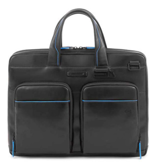 Деловая сумка Piquadro Blue Square Revamp CA6105B2V/N с отделением для ноутбука 14" черная натур.кожа - купить недорого с доставкой в интернет-магазине