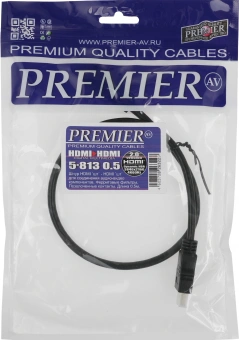 Кабель соединительный аудио-видео Premier 5-813 HDMI (m)/HDMI (m) 0.5м. феррит.кольца черный (5-813 0.5) - купить недорого с доставкой в интернет-магазине