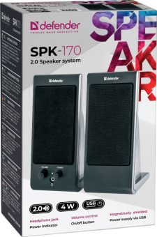 Колонки Defender SPK-170 2.0 черный 4Вт портативные - купить недорого с доставкой в интернет-магазине