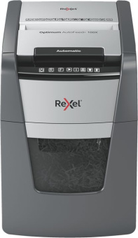 Шредер Rexel Optimum AutoFeed 100X черный с автоподачей (секр.P-4) фрагменты 100лист. 34лтр. скрепки скобы пл.карты - купить недорого с доставкой в интернет-магазине
