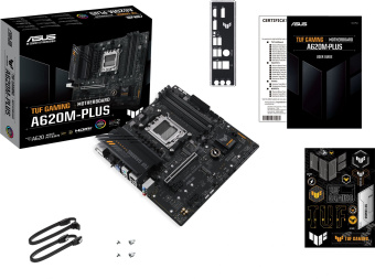 Материнская плата Asus TUF GAMING A620M-PLUS Socket AM5 AMD A620 4xDDR5 mATX AC`97 8ch(7.1) 2.5Gg RAID+HDMI+DP - купить недорого с доставкой в интернет-магазине