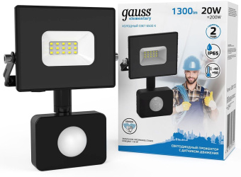 Прожектор уличный Gauss Elementary 628511320 светодиодный 20Втчерный - купить недорого с доставкой в интернет-магазине