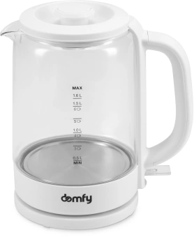 Чайник электрический Domfy DSW-EK304 1.6л. 2200Вт белый корпус: стекло/пластик - купить недорого с доставкой в интернет-магазине