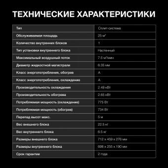 Сплит-система Hyundai HAC-09/T-PRO белый - купить недорого с доставкой в интернет-магазине