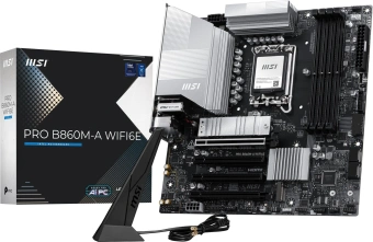 Материнская плата MSI PRO B860M-A WIFI6E Soc-1851 Intel B860 mATX AC`97 8ch(7.1) 5Gigabit RAID+HDMI+DP - купить недорого с доставкой в интернет-магазине
