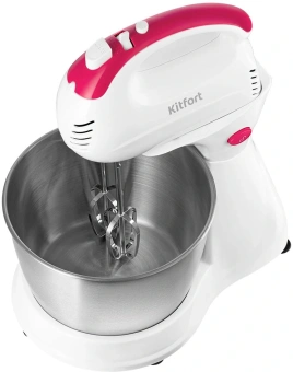 Миксер стационарный Kitfort КТ-3485 250Вт белый/розовый - купить недорого с доставкой в интернет-магазине