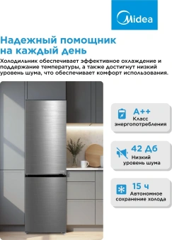 Холодильник Midea MDRB469MGF46I 2-хкамерн. нержавеющая сталь мат. - купить недорого с доставкой в интернет-магазине