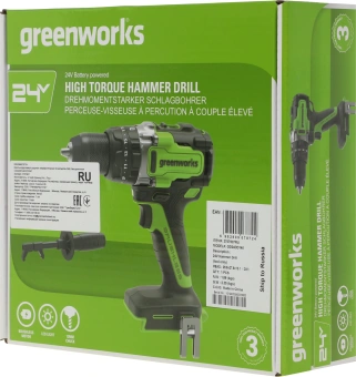 Дрель-шуруповерт Greenworks GD24DD140 аккум. патрон:быстрозажимной (3707607) - купить недорого с доставкой в интернет-магазине