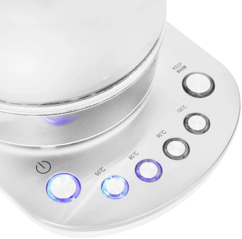 Чайник электрический Hyundai HYK-G4033 1.7л. 2200Вт белый/серебристый корпус: стекло - купить недорого с доставкой в интернет-магазине